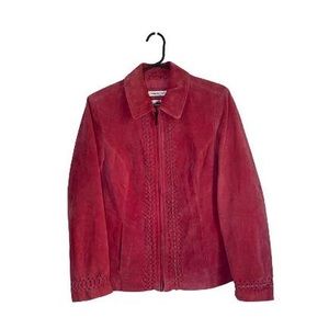 Vintage Cold water creek braided detail pink mauve leather jacket size M